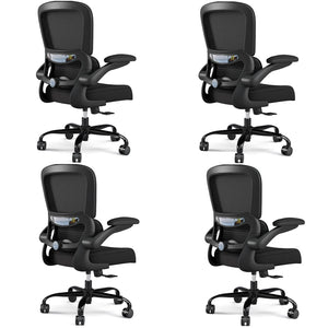 Black Pack of 4, Office Chair - Ergonomic Desk Chair with Adjustable Lumbar Support, Mesh Computer Chair, Executive Chairs for Home Office Comfortable Lumbar Support