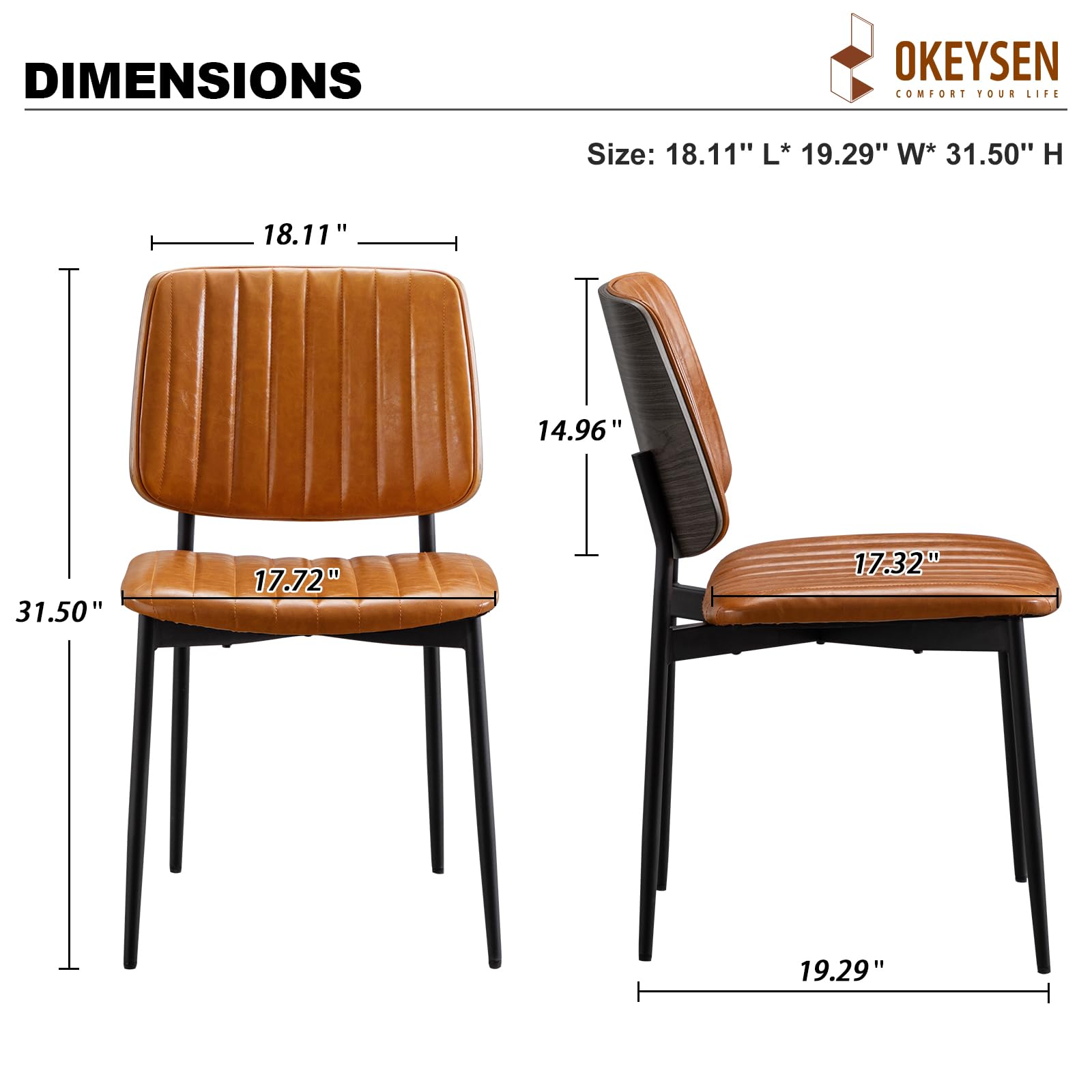 Leather Dining Chairs Set of 4, Mid Century Modern Dining Chairs with Bentwood Backrest and Upholster Seat,Armless Kitchen Chairs with Metal Legs Adjustable Foot for Dining Room(Grey Bentwood)