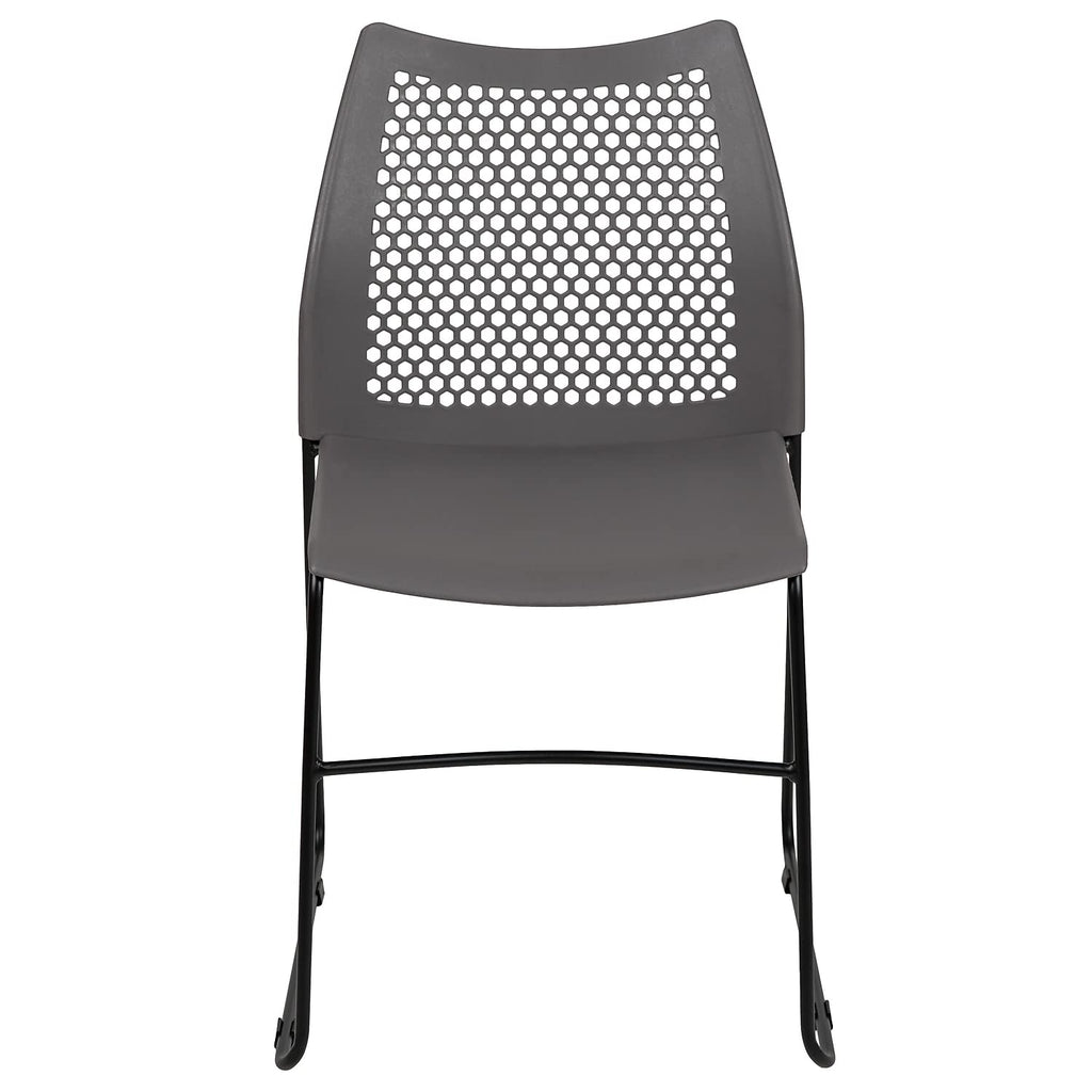 Set of 5 Gray, Hercules Series Contoured Lobby Chairs with Air-Vent Honeycomb Backs, Ergonomic Stacking Chairs for Offices,