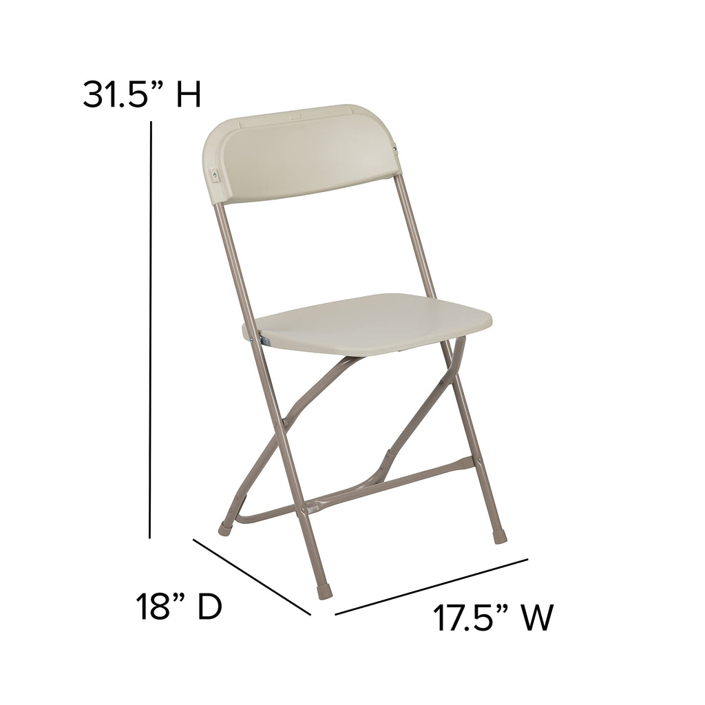 4 Pack Hercules Series Plastic Folding Chair - Beige - 650LB Weight Capacity Comfortable Event Chair-Lightweight Folding Chair