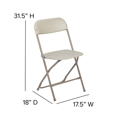4 Pack Hercules Series Plastic Folding Chair - Beige - 650LB Weight Capacity Comfortable Event Chair-Lightweight Folding Chair