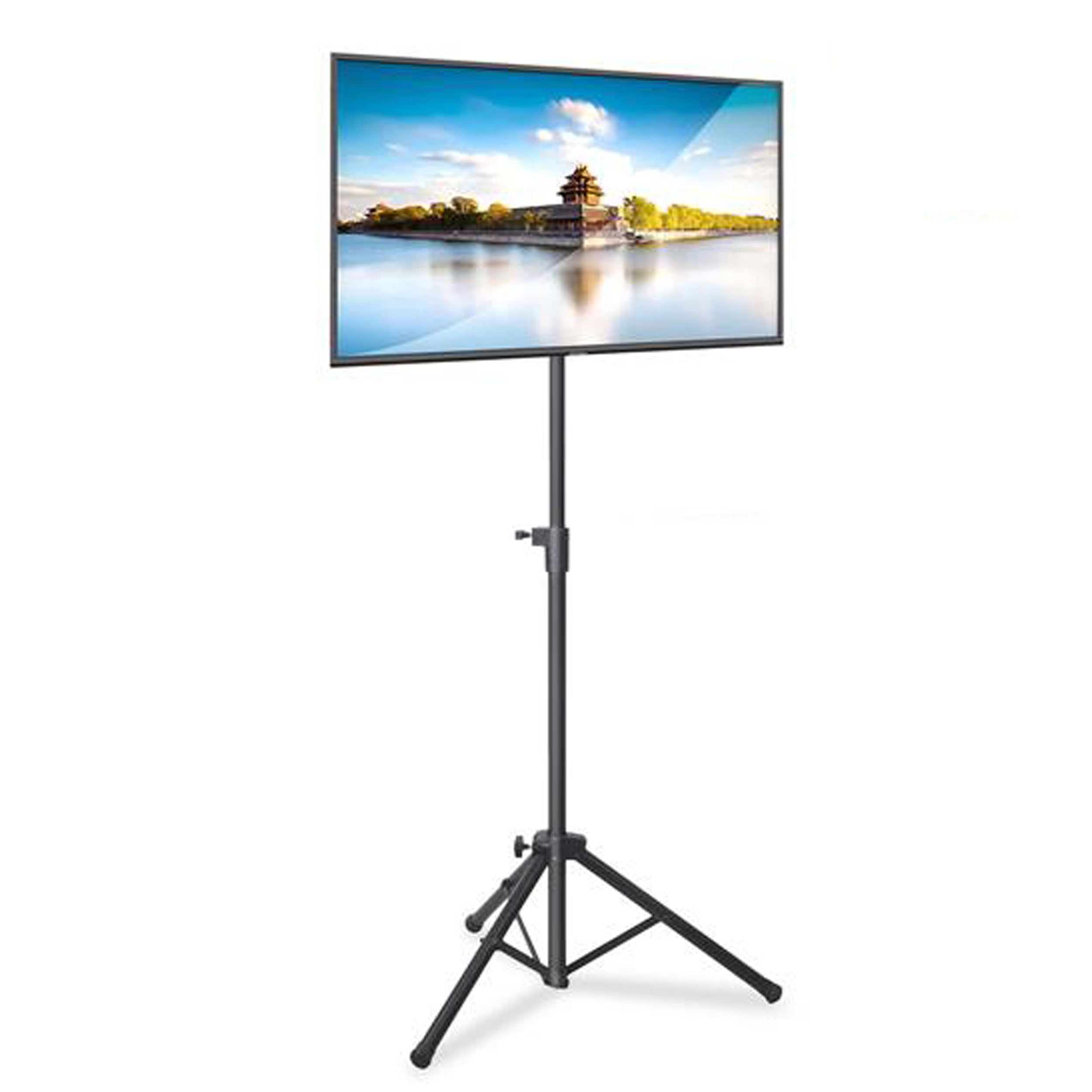 Premium LCD Flat Panel TV Tripod Stand, Portable & Foldable TV Mount for LCD/LED Flat Screen TVs up to 32", Adjustable Height, 88.8 lbs Capacity, VESA 100x200/200x200 - (PTVSTNDPT3215)