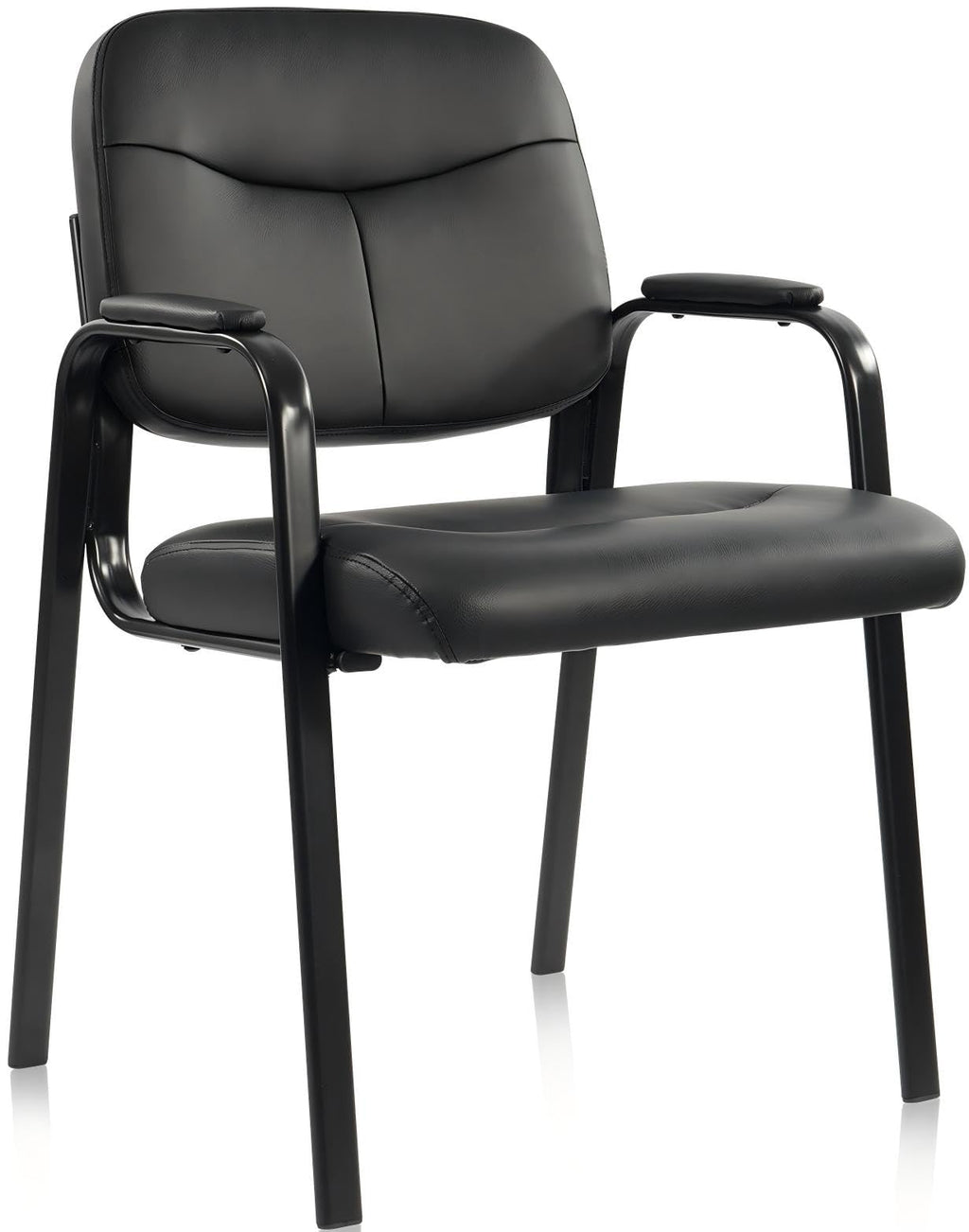 Waiting Room Chairs No Wheels Set of 1, Leather Stationary Office Reception Guest Chair with Padded Arms for Elderly Desk Conference Room Lobby Table Side Salon