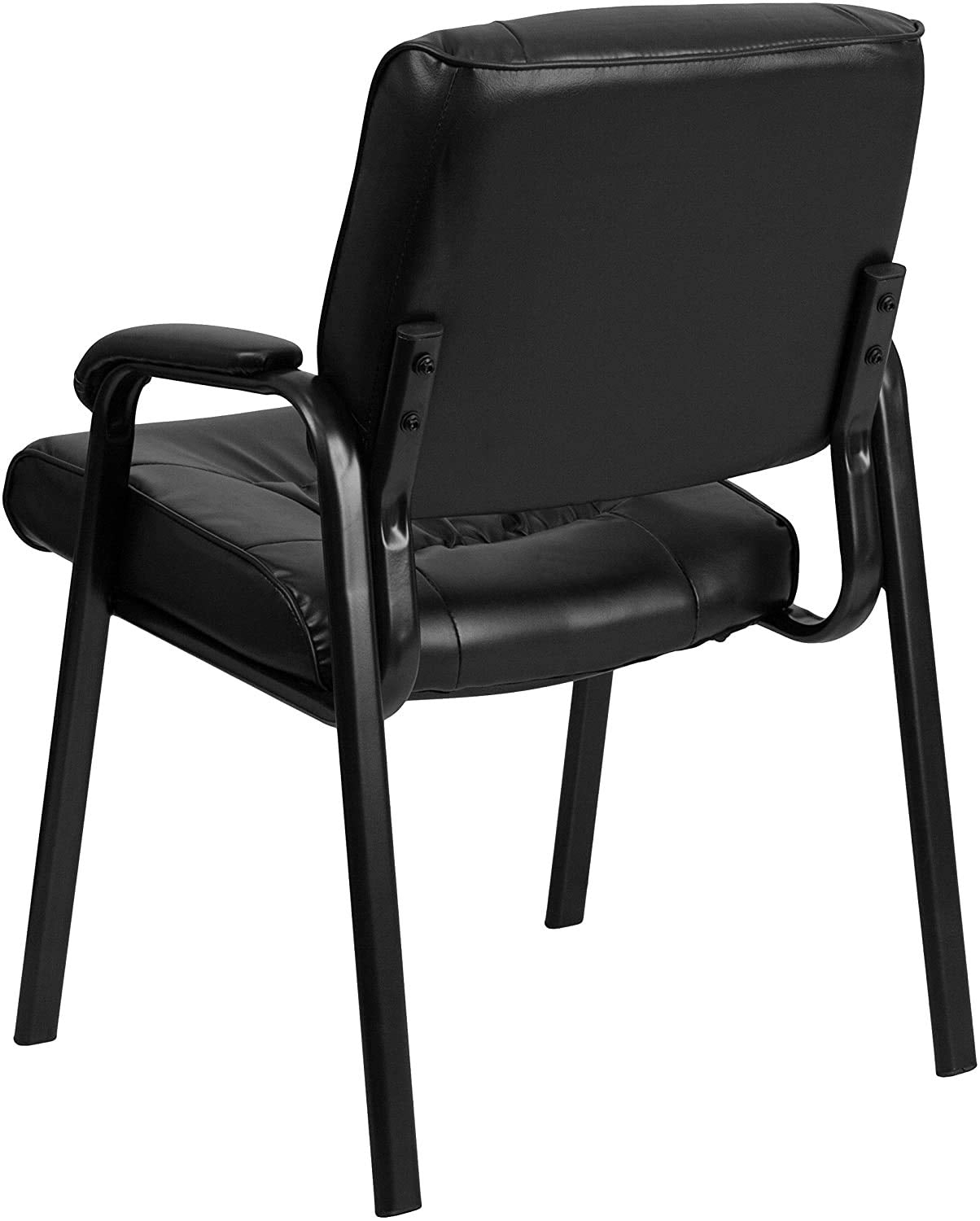 Haeger LeatherSoft Tufted Executive Reception Chair with Padded Armrests, Upholstered Side Chair for Living Room or Office, Black