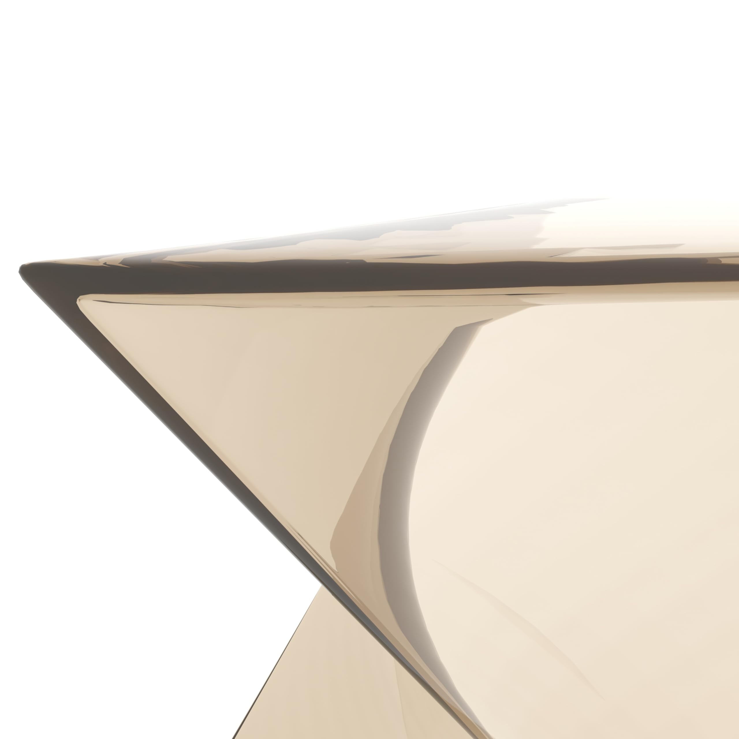 15.75" Triangular Side Table, Stackable Plastic Accent End Table for Indoor & Outdoor Use, Weather-Resistant Modern Patio & Living Room Table, Set of 2, Amber (Transparent)