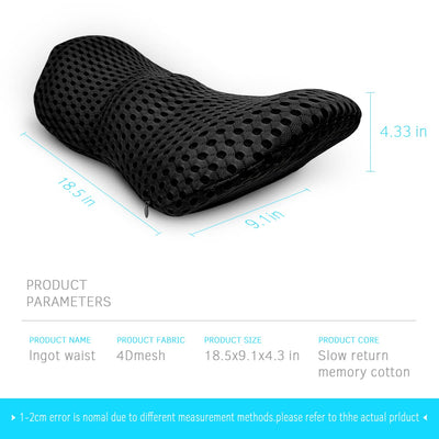 Lumbar Support Pillow for Office Chair, Memory Foam Lumbar Pillow for Lower Back Pain Relief (Black)