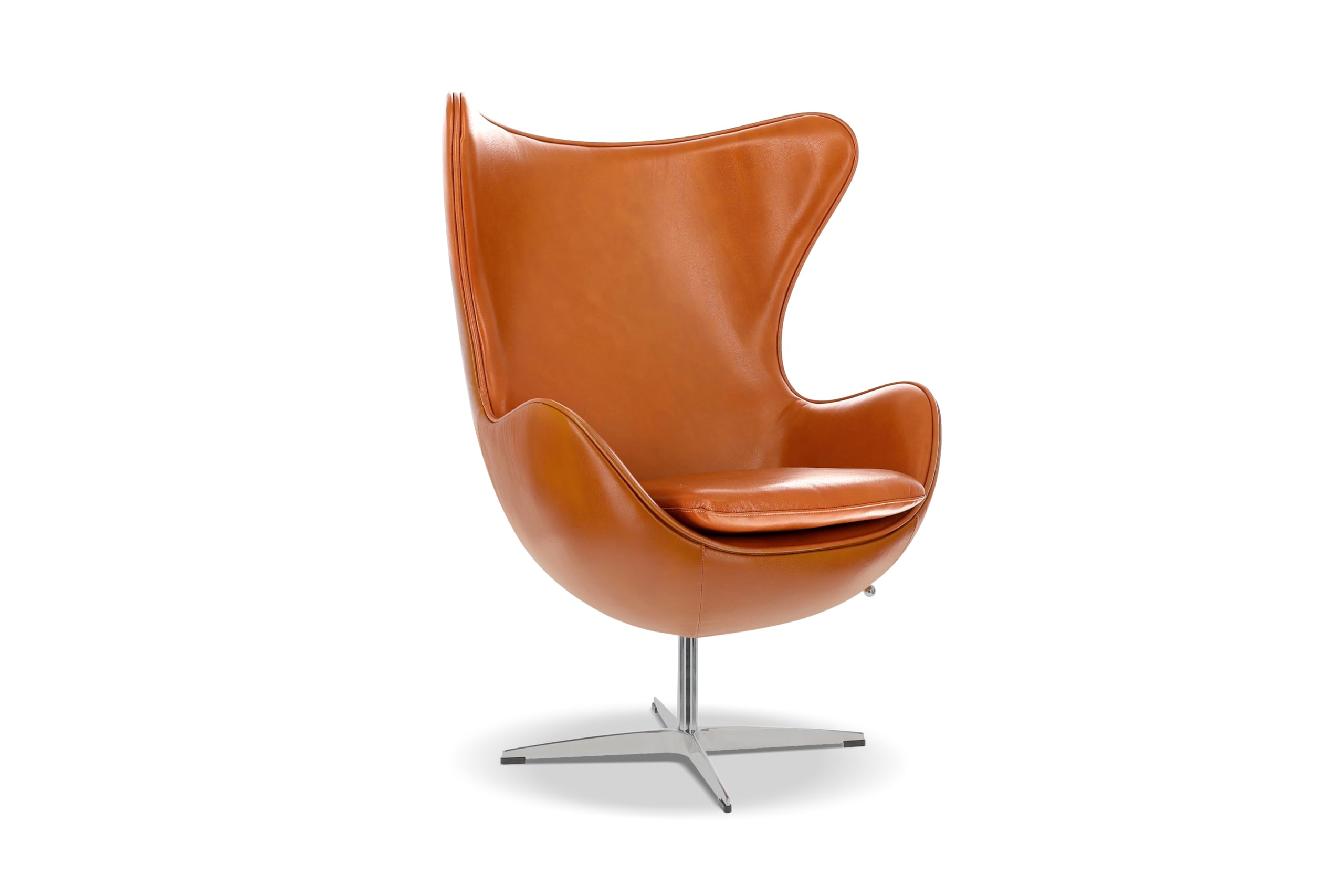 Swivel Armchair 35.4”, Italian Nappa 11000 Top Grain Leather, 360° Swivel, Mid-Century Modern Accent Chair for Living Room, Brown