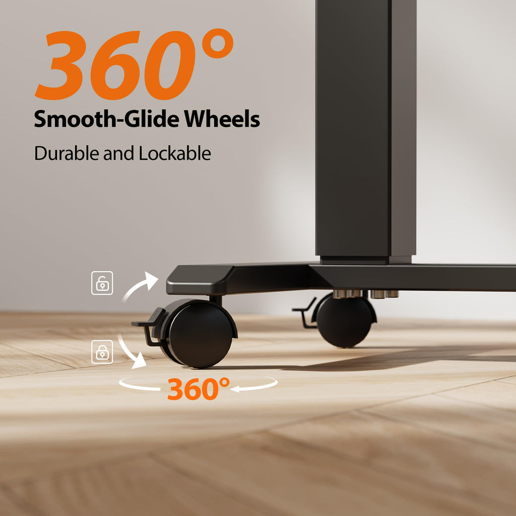 Electric Standing Desk, 26 x 16 Inches Height Adjustable Desk, Sit Stand up for Work Office Home, Ergonomic Rising Computer Table with with Wheels, Dark Walnut