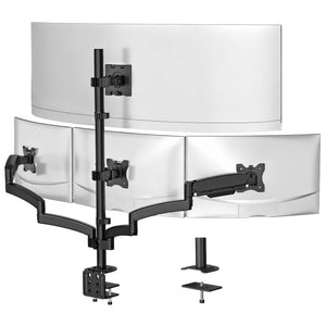4 Monitor Mount for 13-49 inch Ultrawides on Top Bracket and 27 inch Screens on Lower Brackets, Heavy Duty Arm Extra Tall Quad Monitor Stand, up to 44 lbs (GSDM004S-P), Black