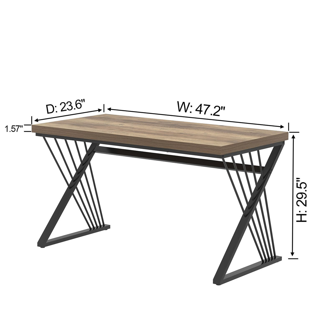 Computer Desk, Modern Home Office Desk, Industrial Wood and Metal Study Writing Work PC Table for Bedroom Living Room, Rustic Oak, 47 Inch