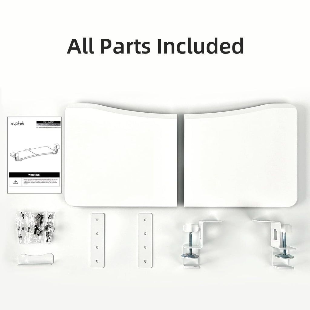 Keyboard Tray Under Desk Pull Out with C Clamp Mount, Computer Keyboard & Mouse Tray, 25.6 (30 Including Clamps) x 11.8 inch Slide-Out Platform Computer Drawer for Typing, White, DSF1W