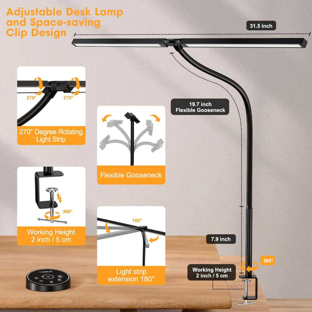 Led Desk Lamp for Office Home - Eye Caring Architect lamp with Clamp,D ...
