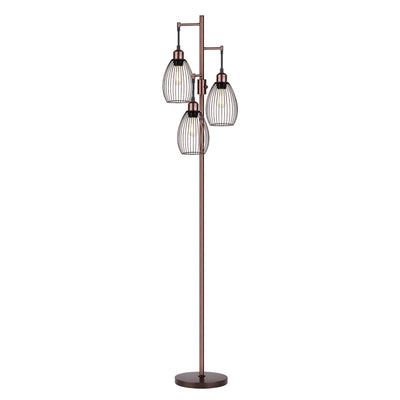 Dimmable Floor Lamp, 3 x 800LM LED Edison Bulbs Included, Farmhouse Industrial Floor Lamp Standing Lamp with Elegant Teardrop Cage Head Tall Lamp for Living Room Bedroom Office Dining Room - Brown