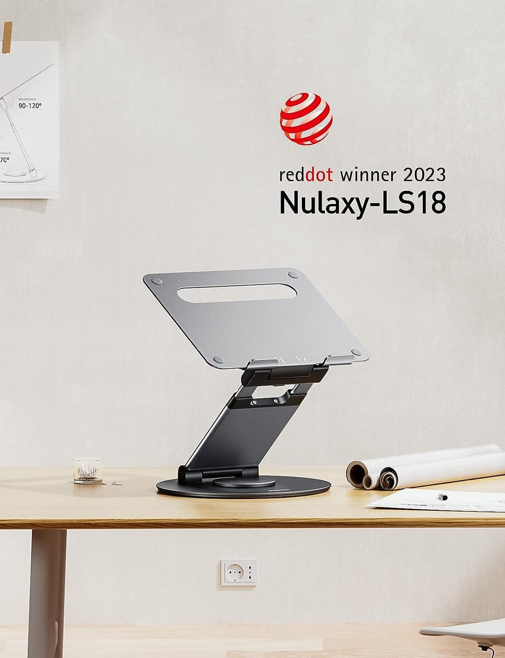 360 Rotating Laptop Stand for Desk Adjustable Height Swivel Pull Out Design Ergonomic Laptop Riser Standing Desk Converter Fits All 10-17" Laptops Computer MacBook, Gray