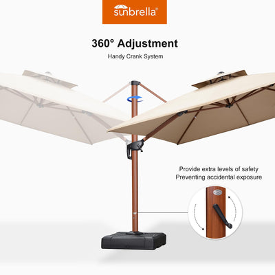 9' x 12' Double Top Deluxe Rectangle Patio Umbrella - Offset Hanging Cantilever Umbrellas in Heather Beige
