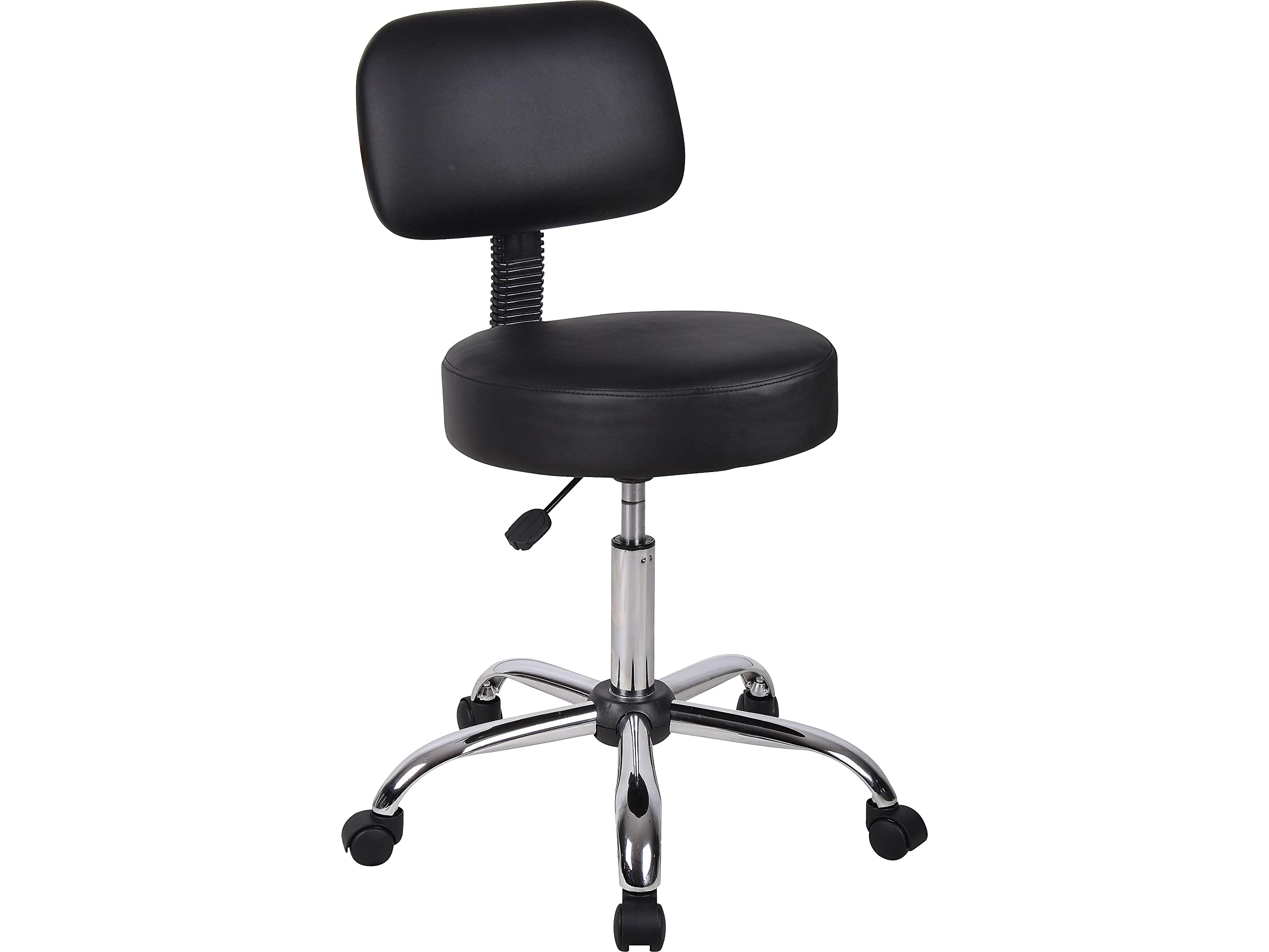 B245-BK Be Well Medical Spa Stool with Back, Black