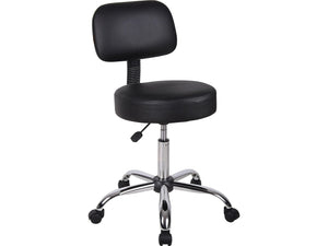 B245-BK Be Well Medical Spa Stool with Back, Black
