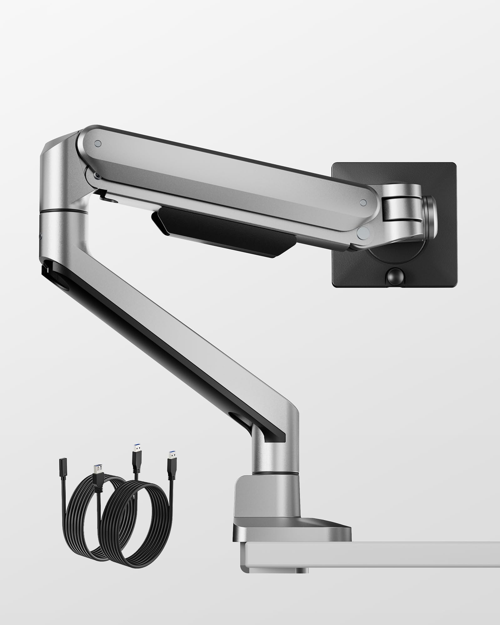 Deluxe Monitor Arm with USB A/C up to 40 Inch Holds 26.4 lbs Curved Screens Aluminum Fully Motion Single Monitor Stand with Clamp/Grommet, Quick Release Plate,75/100mm VESA,MA1008UCSL