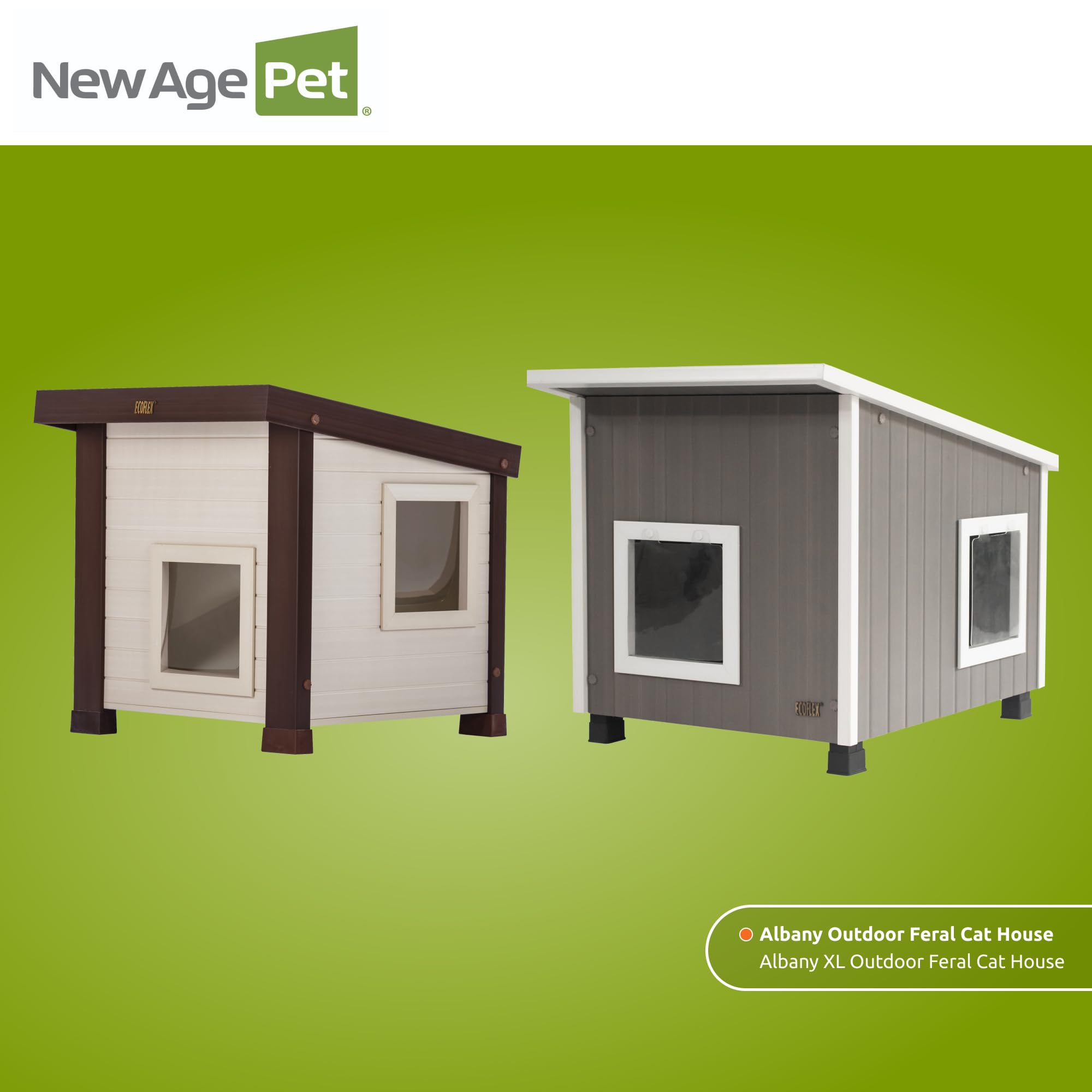 Outdoor Cat House, Weather‑Resistant, Dual Door Flaps, 21" W x 20" H