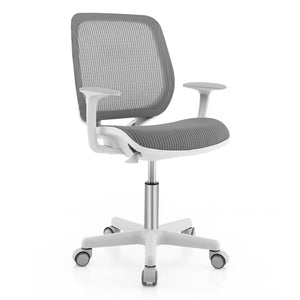 Kids Desk Chair, Height Adjustable Children Study Computer Chair with Armrests, Sit-Brake Casters, Swivel Mesh Task Chair for Boys Girls Teens Students, Kids Chair for Home, Office (Gray)