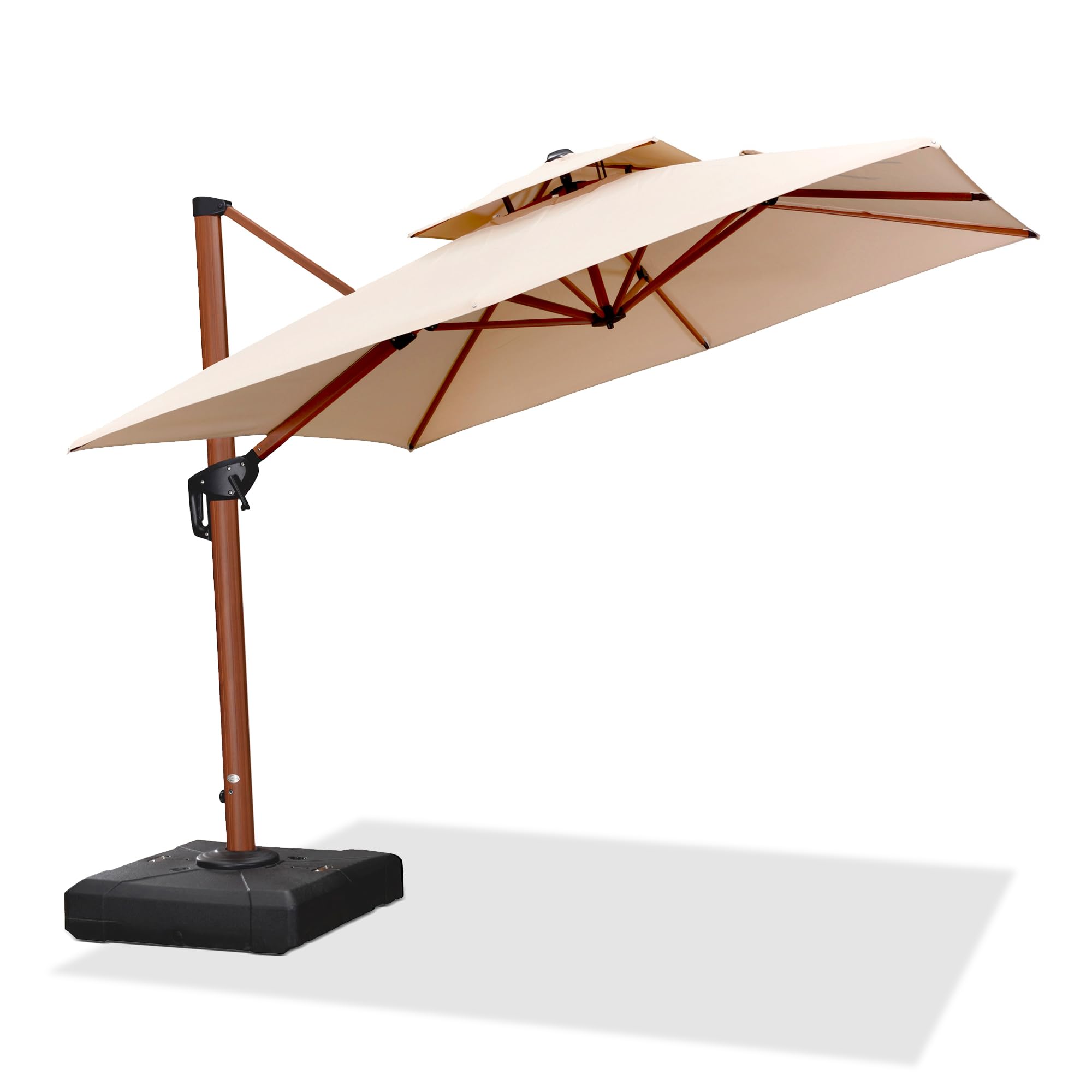 9ft Patio Umbrella Outdoor Square Umbrellas Large Cantilever Umbrella Windproof Offset Heavy Duty Sun Umbrellas for Garden Deck Pool Patio, Beige