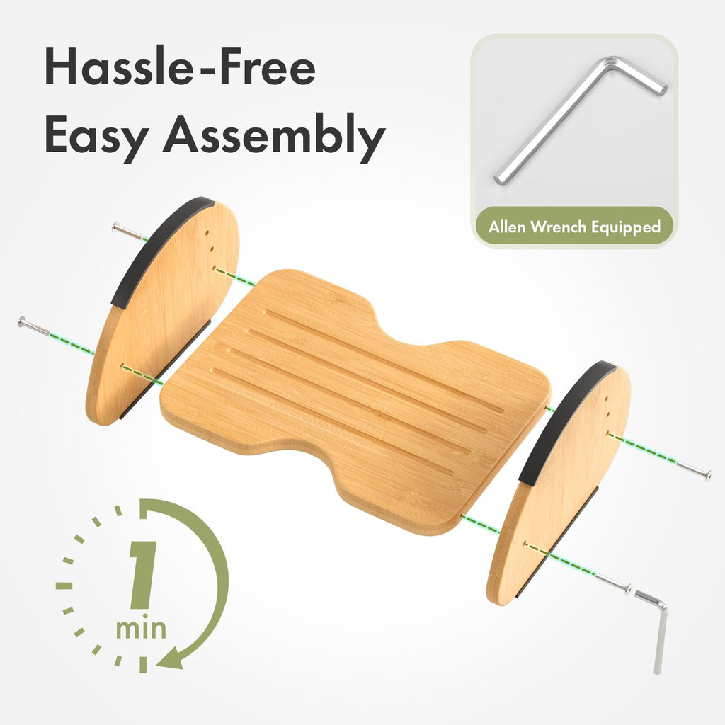 Bamboo Foot Rest for Under Desk at Work, 2-in-1 Reversible Rocking Footrest Adjustable Foot Stool, Ergonomic Footrest for Under Gaming Desk, Feet Support Leg Footstools for Home Office