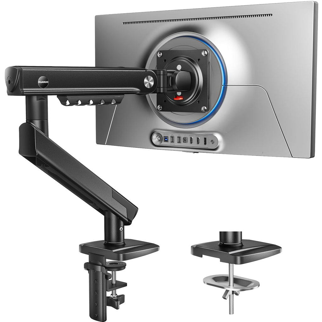 FlowLift™ Pro Monitor Arm for 13–32" Screens, MechaSpring Monitor Mount, Fully-Adjustable Monitor Stand with Tilt/Swivel/Rotation, Tool-Free VESA Mount, C-Clamp/Grommet Base, Max Load 19.8 lbs