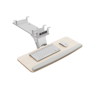 Keyboard Tray Height Adjustable, Swivel Tilt Computer Keyboard Drawer Under Desk, 25x9.13'' Sliding Keyboard & Mouse Platform with Mouse Pad for Typing, Maple