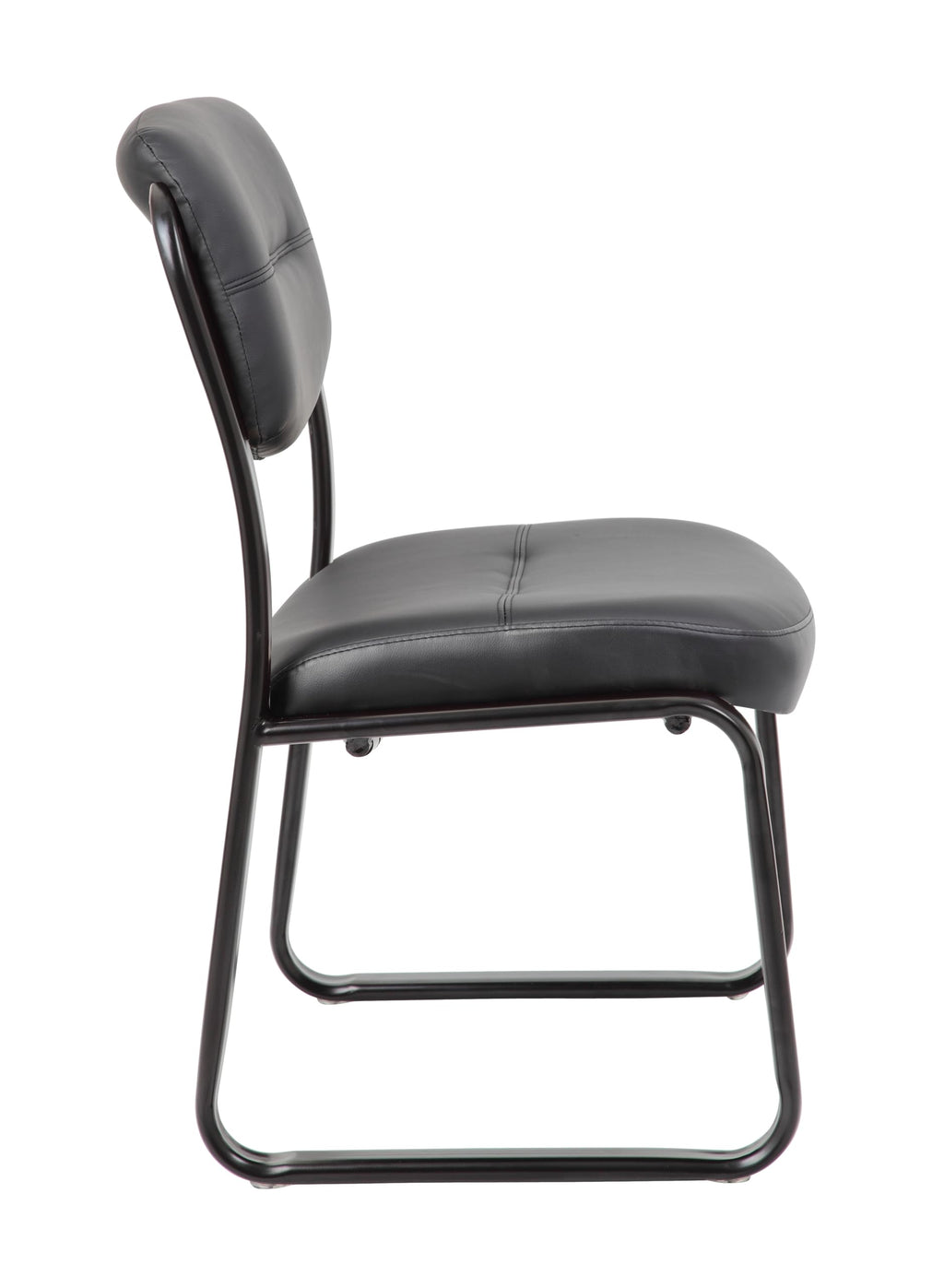 B9539 Leather Sled Base Side Chair in Black, 250