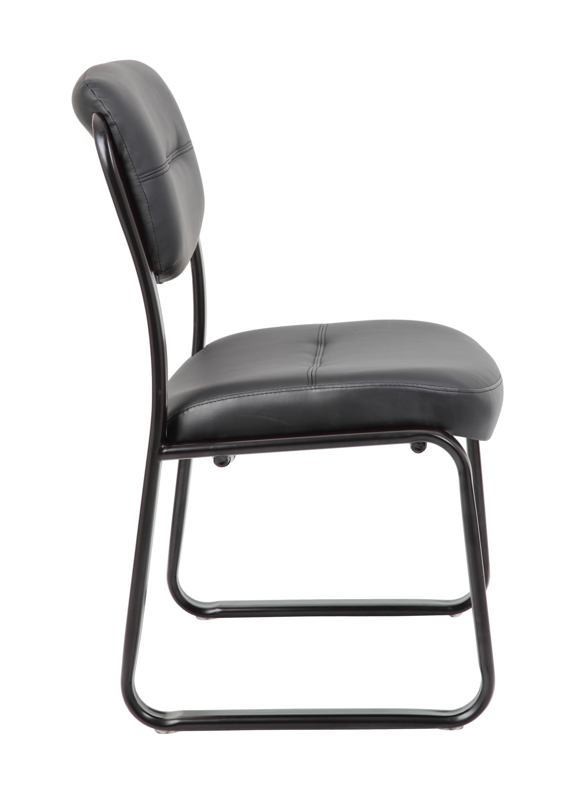 B9539 Leather Sled Base Side Chair in Black, 250