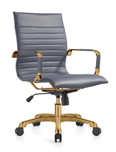 Qty 6 Modern Ergonomic Executive Office Chair, High-Back Leather Conference Desk Chair with Adjustable Height, Tilt Control, 360° Swivel & Gold Frame for Home Office