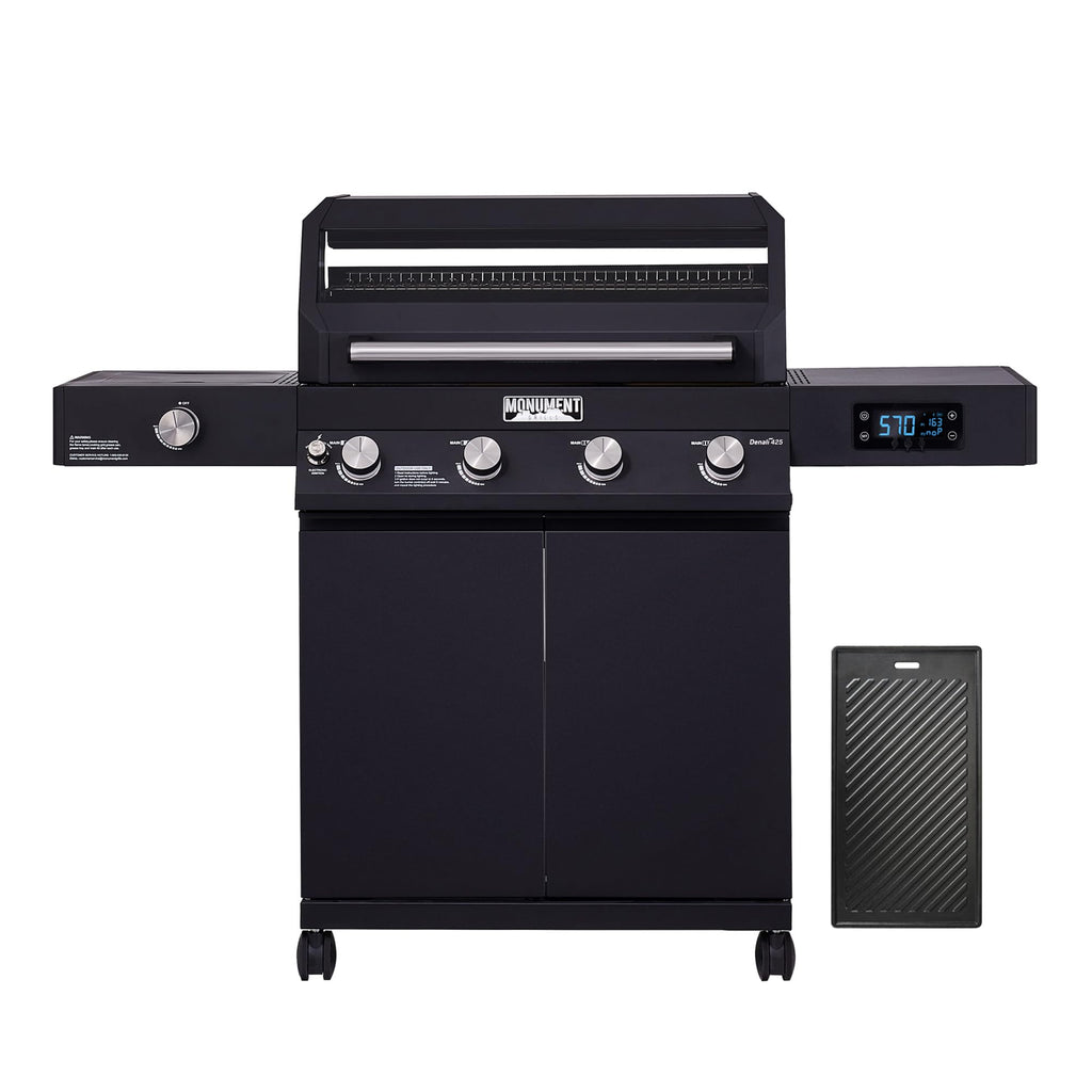 4-Burner Liquid Propane Gas Smart bbq Grill Denali 425 with Cooking Plate(2 Items)
