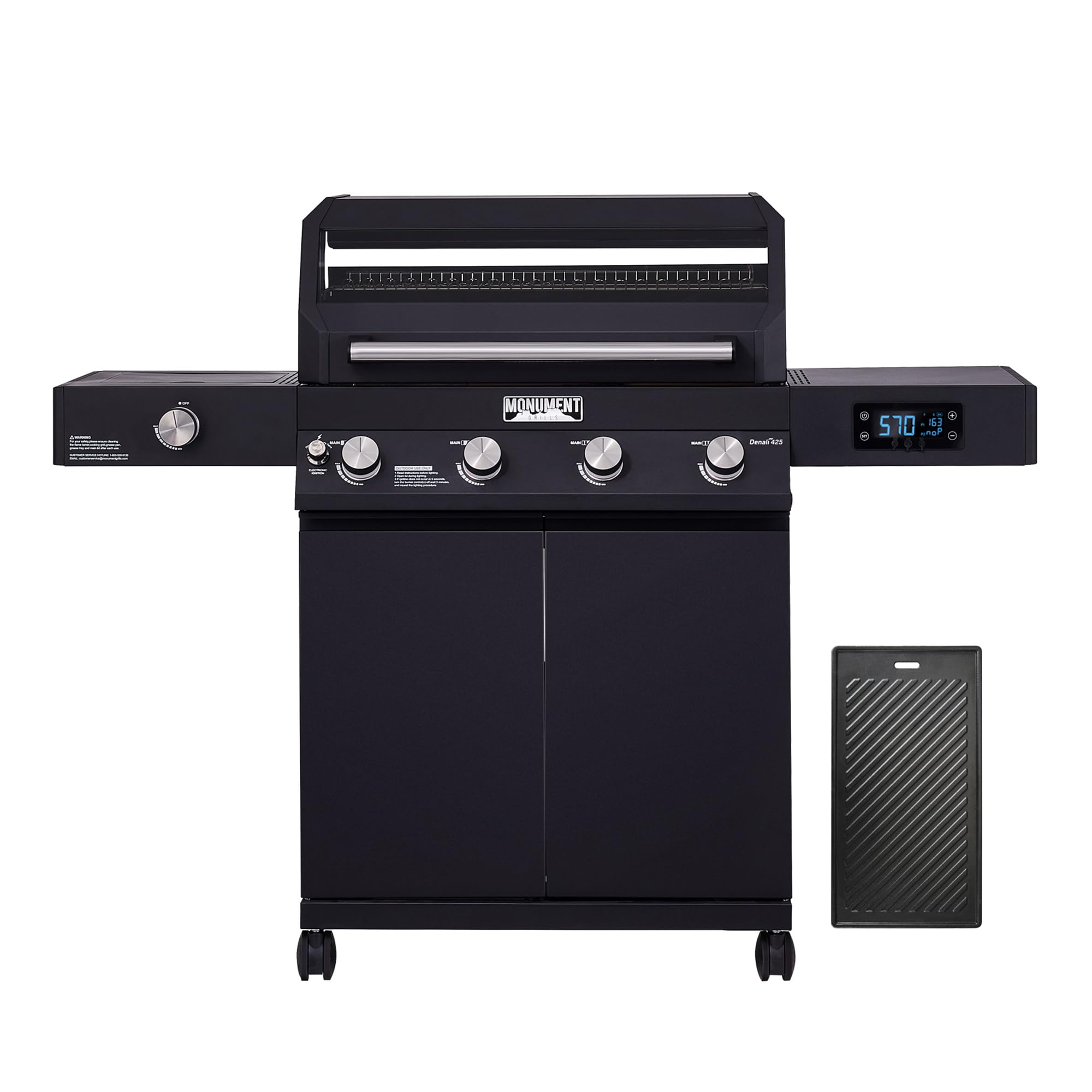 4-Burner Liquid Propane Gas Smart bbq Grill Denali 425 with Cooking Plate(2 Items)