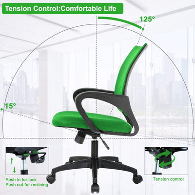 Home Office Chair Ergonomic Desk Chair Mesh Computer Chair with Lumbar Support Armrest Executive Rolling Swivel Adjustable Mid Back Task Chair,Green