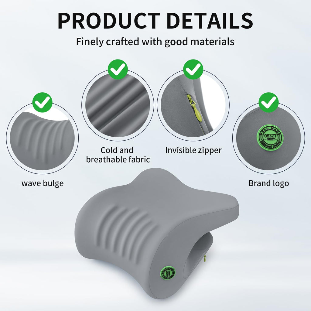 Ergonomic Office Chair Headrest, Adjustable Neck Support Pillow with Removable Washable Cover, Universal Head Rest Attachment for Office Chairs, Wheelchairs, Desk Chair Napping (Gray)