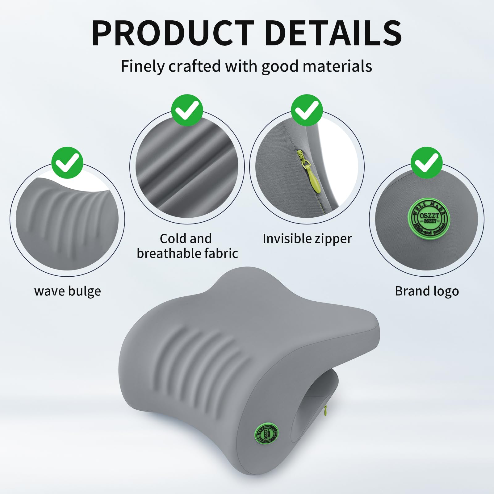 Ergonomic Office Chair Headrest, Adjustable Neck Support Pillow with Removable Washable Cover, Universal Head Rest Attachment for Office Chairs, Wheelchairs, Desk Chair Napping (Gray)