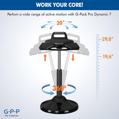 Standing Desk Stool – Ergonomic 360° Swivel Chair with Adjustable Height (19.6–29.8 in) for Comfortable Sitting or Leaning