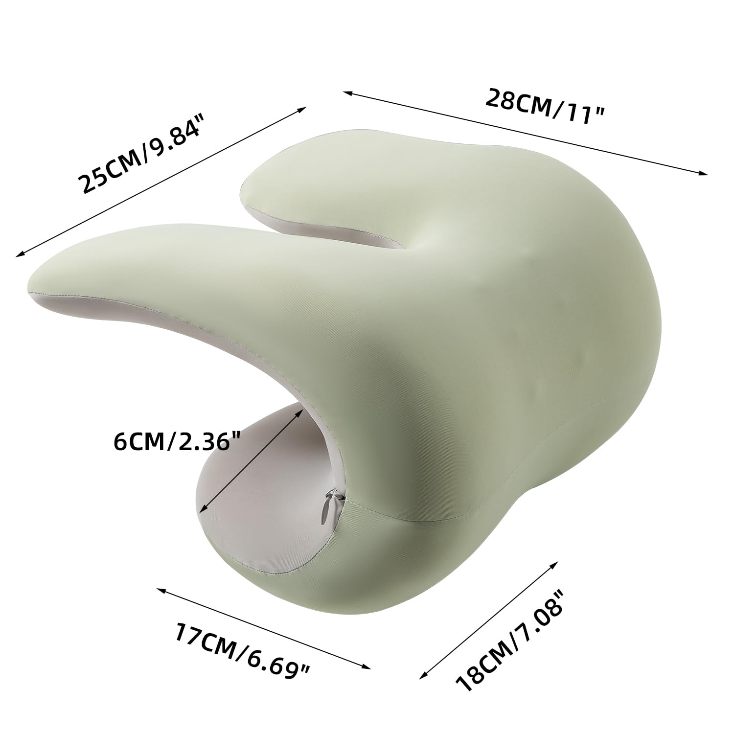 Office Chair Neck Pillow, Memory Foam Ergonomic Nap Pillow Office Chair Headrest Accessory, Neck Support Pillow Ideal for Office and Gaming, Gray and Green
