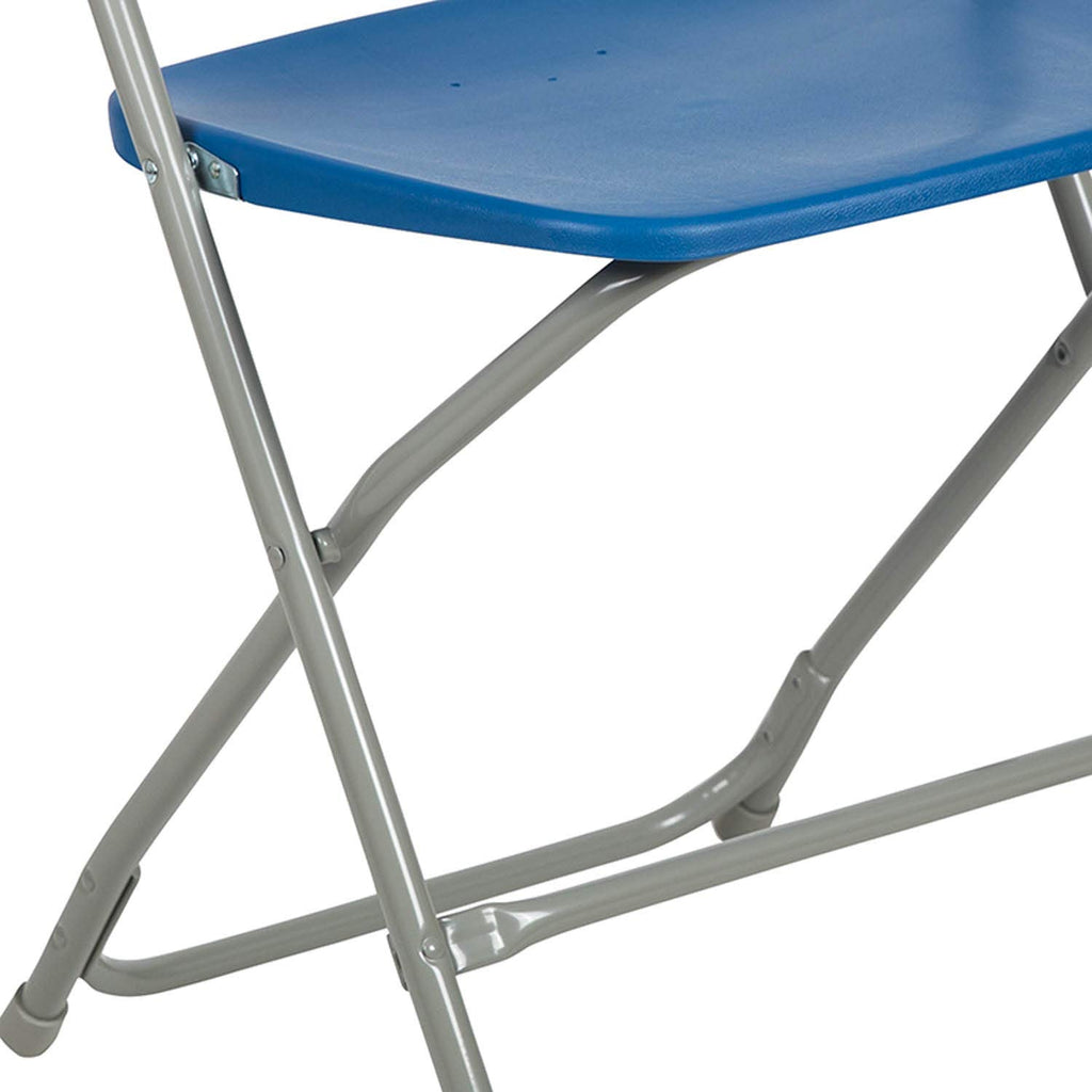 Set of 10, Blue Hercules Series Plastic Folding Chairs for Parties and Weddings, Stackable Commercial Event Seats,