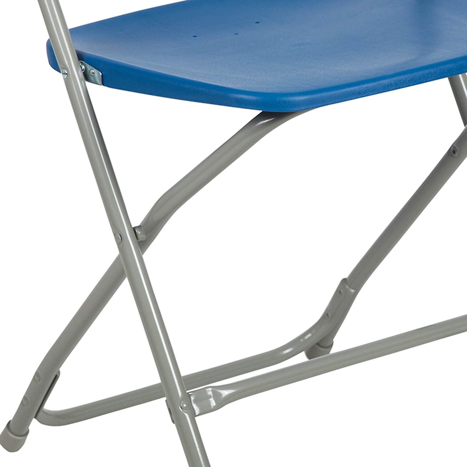 Set of 10, Blue Hercules Series Plastic Folding Chairs for Parties and Weddings, Stackable Commercial Event Seats,