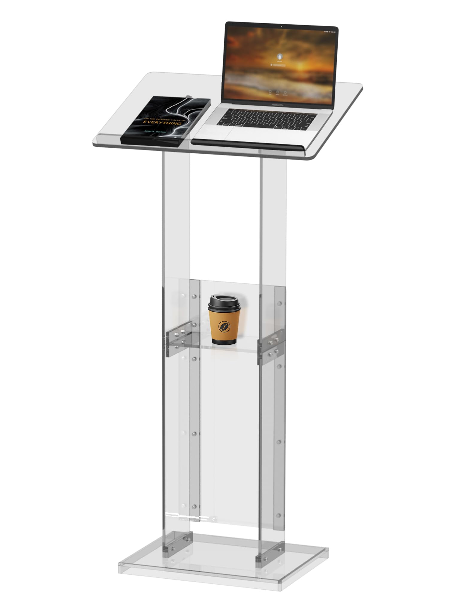 Podium Stand with Storage Shelf, 45.5