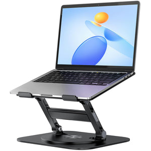 Laptop Stand, H-Design Stable Computer Stand, Ergonomic Laptop Riser with 360° Rotating Base, Notebook Compatible with All 10-17” Laptops, Black