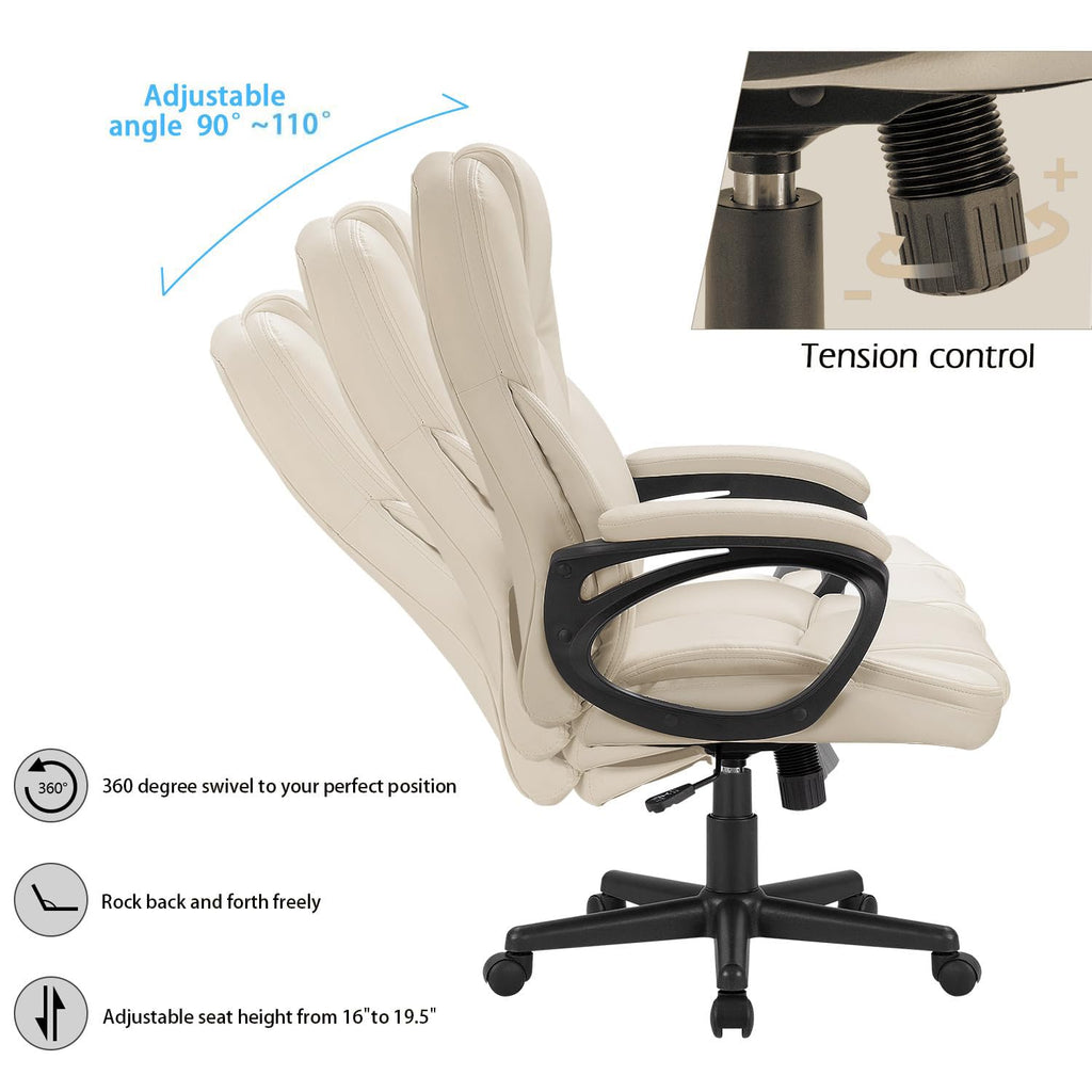 Office Executive Chair High Back Adjustable Managerial Home Desk Chair, Swivel Computer PU Leather Chair with Lumbar Support (1, Pink)