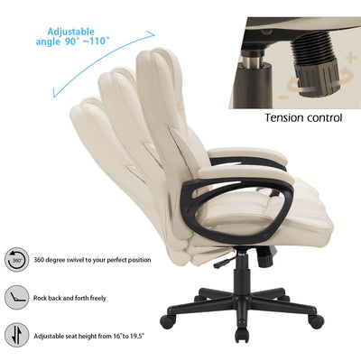 Office Executive Chair High Back Adjustable Managerial Home Desk Chair, Swivel Computer PU Leather Chair with Lumbar Support (1, Pink)