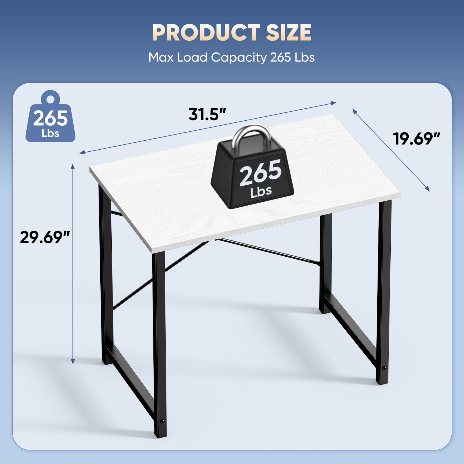 32 Inch Small Computer Desk for Home Office, Modern Study Work Table Simple Style for Bedroom, Writing Desks with X-Shaped ReInchforcement, Black
