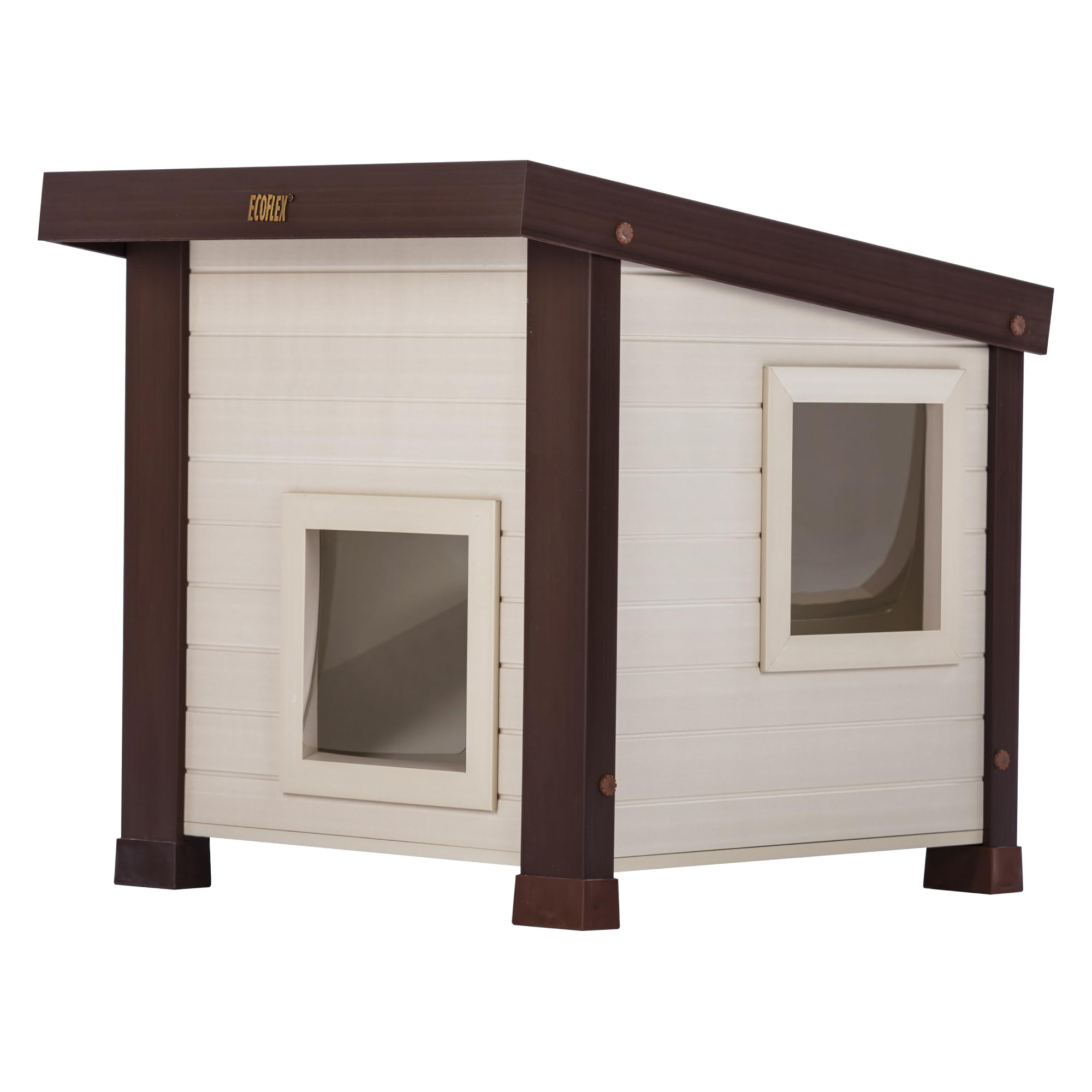 Outdoor Cat House, Weather‑Resistant, Dual Door Flaps, 21" W x 20" H
