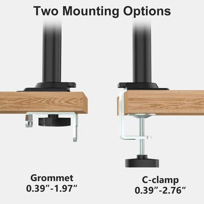 Dual Monitor Mount, 13-33 Inch Adjustable Dual Monitor Arm for Desk Holds Max 19.8 lbs Screens, Swivel Vesa Bracket with C Clamp, Grommet Mounting, Monitor Arms for 2 Monitors (GSDM002)