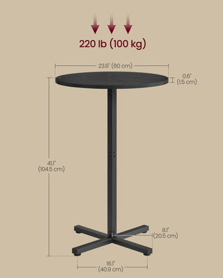 Round Cocktail Table, Set of 2, High Top Bar Pub Table with Metal Frame and Cross Base, for 2-3 People, Modern, Easy to Assemble, 23.6 x 41.1 Inches, Ebony Black
