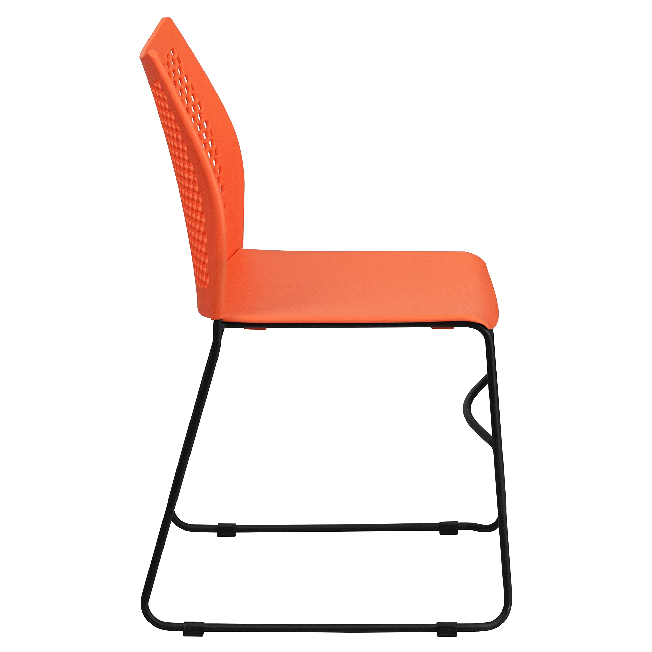 Set of 5 Orange, Hercules Series Contoured Lobby Chairs with Air-Vent Honeycomb Backs, Ergonomic Stacking Chairs for Offices