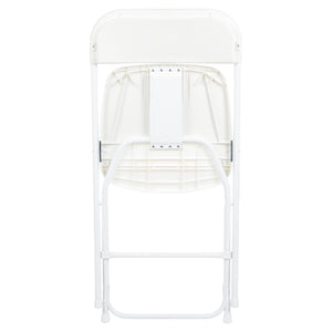 Set of 6, White, Hercules Series Plastic Folding Chairs for Parties and Weddings, Stackable Commercial Event Seats with 650-lb. Static Weight Capacity,